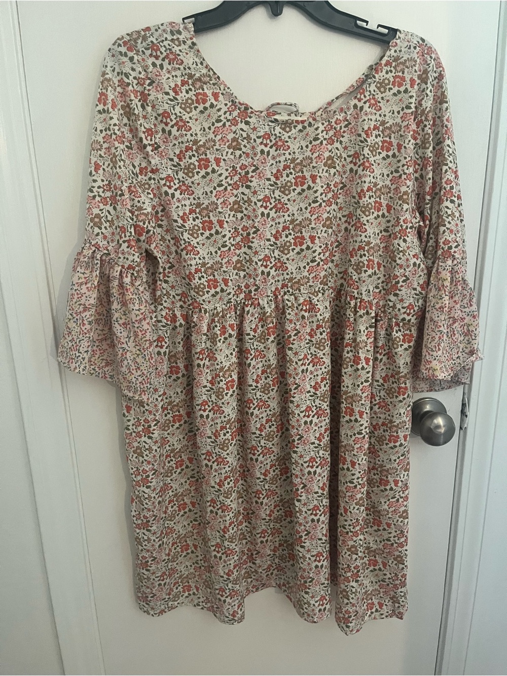 Women’s Floral Smock Dress in Cream and Coral